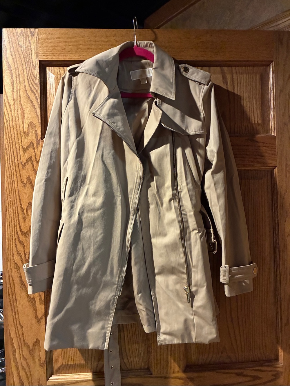 Michael Kors Light Beige Trench Coat with Zip Detail